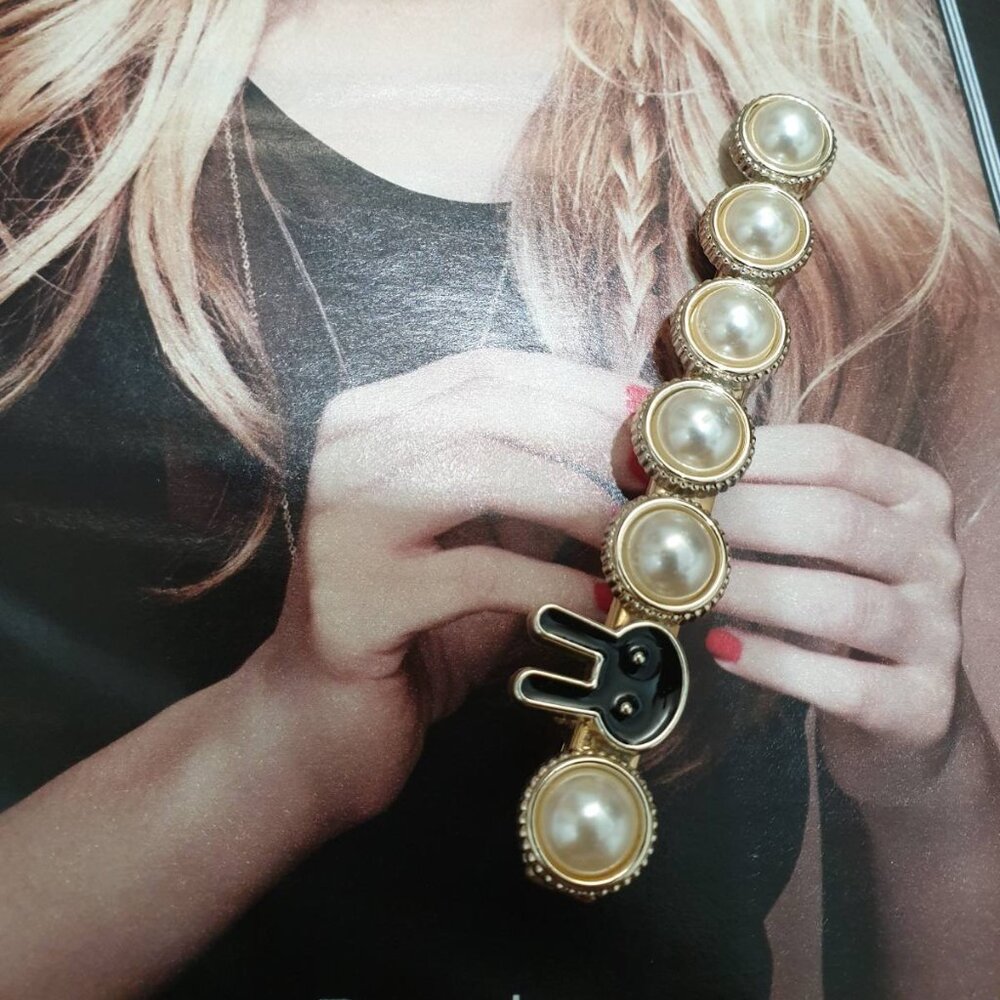 Gold Peals Bunny Rabbit Hair Clip Pin Women Fashion Classic Accessory Gift